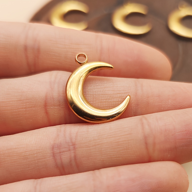 5pcs Stainless Steel Moon Pendants DIY Jewelry Set